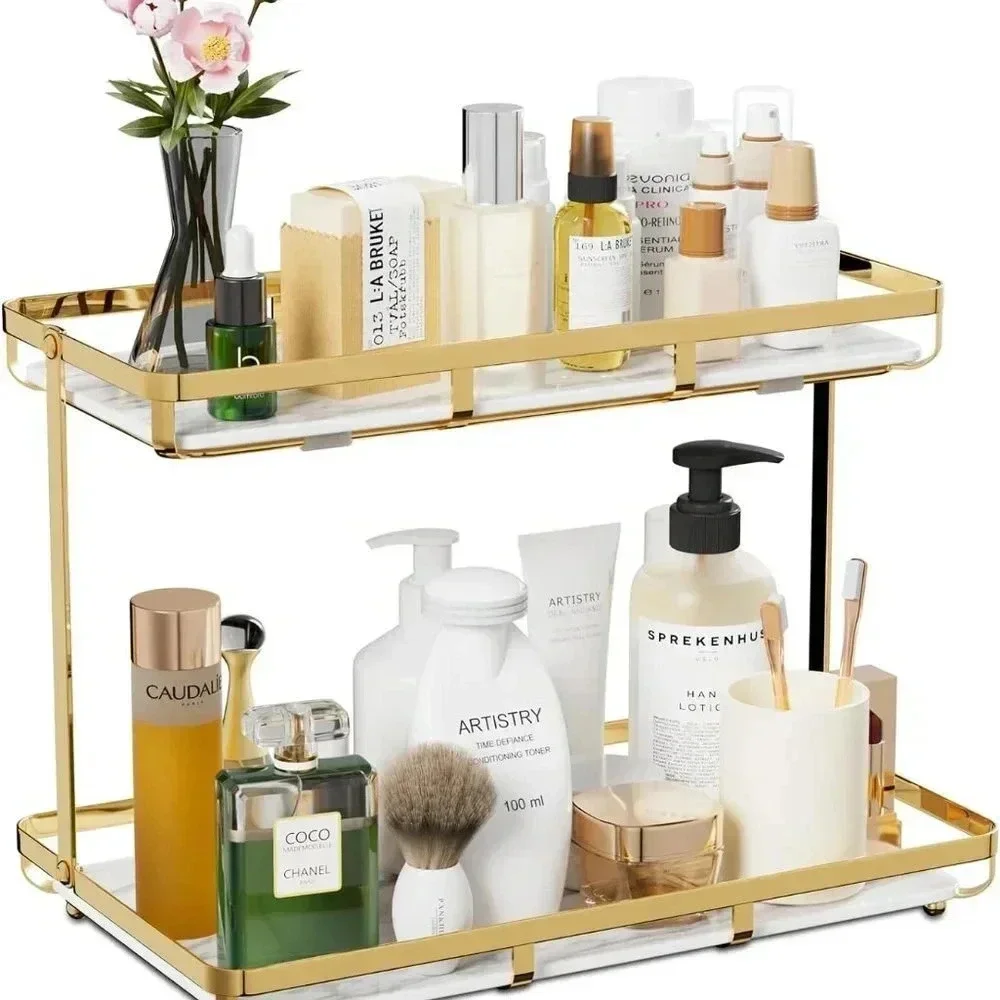 2 Tier Bathroom Countertop Organizer, Premium for Makeup Organization Storage